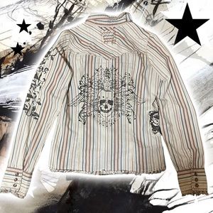 Miss me striped button down shirt